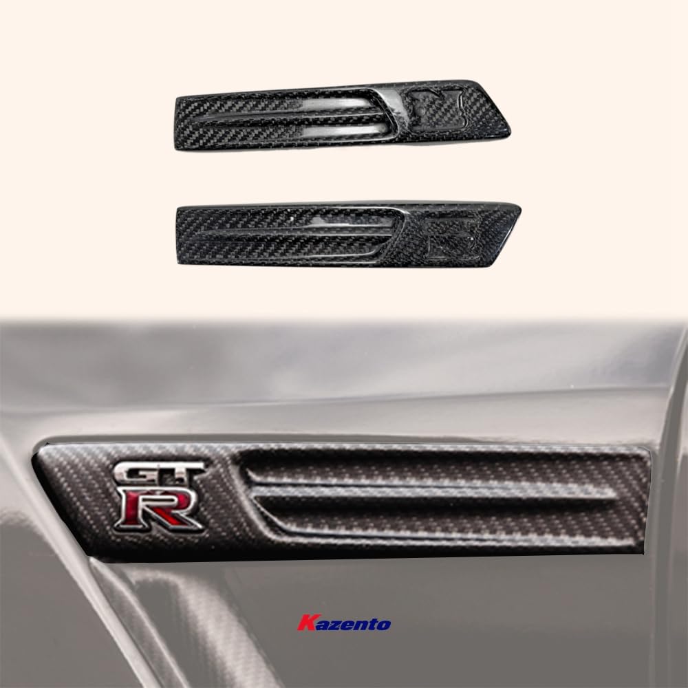 Kazento For 2008-2016 Nissan GTR R35 Front Fender OE Vents Emblem Trim Panel Pair Kazento Carbon Parts 车身侧板