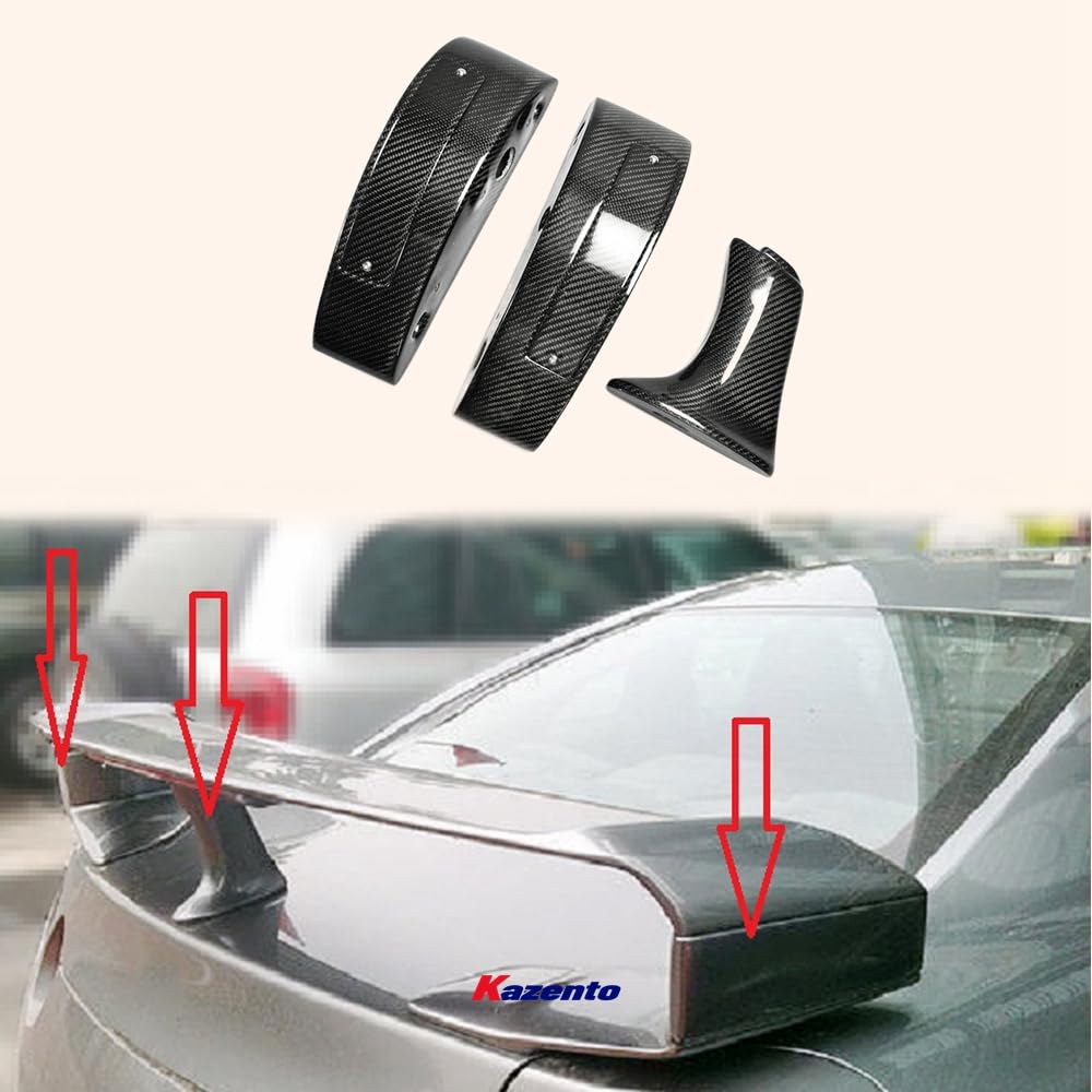 Kazento For 2008-2023 Nissan GTR R35 OEM Rear Trunk Spoiler Stand Base 3PCS Kazento Carbon Parts 车身侧板