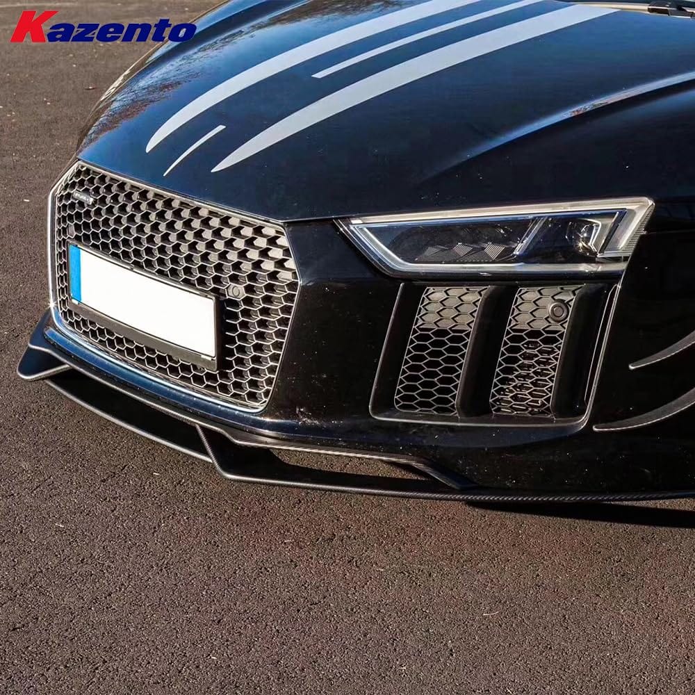 Kazento For Audi R8 V10 2016-18 Coupe CAP Style Carbon Fiber Front Bumper Lip 4pcs Kazento Carbon Parts 车身侧板 R8V1618-FL-3P-CAP-CF