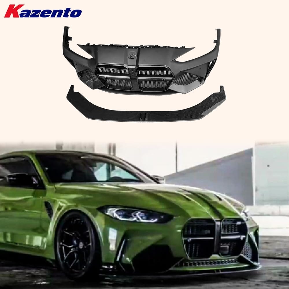 Kazento For BMW M4 G82 2020-24 2 Door Coupe Partial Dry Carbon Front Bumper with Lip Kazento Carbon Parts 车身侧板 M4G82-FB-KZ-PDCF