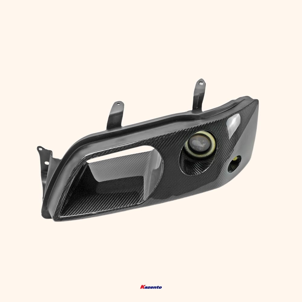 Kazento For Evolution Evo 7 8 9 For Mitsubishi Left Side Vented Headlight Air Duct With Led Projector Light (Rhd, Passenger Side) Carbon Fiber Front Head Light Lamp Cover Kazento Carbon Parts 车身侧板 EVO8-HL-V-1P-LED-CF