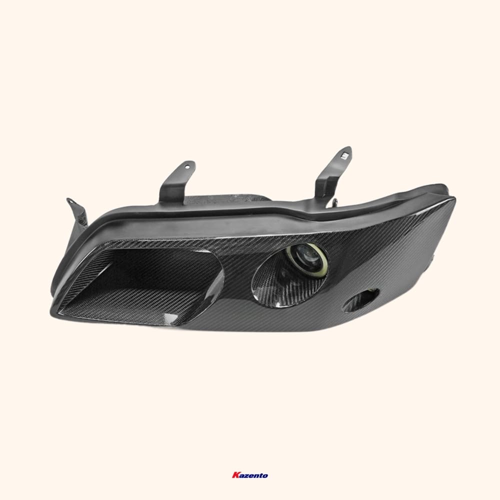 Kazento For Evolution Evo 7 8 9 For Mitsubishi Left Side Vented Headlight Air Duct With Led Projector Light (Rhd, Passenger Side) Carbon Fiber Front Head Light Lamp Cover Kazento Carbon Parts 车身侧板 EVO8-HL-V-1P-LED-CF