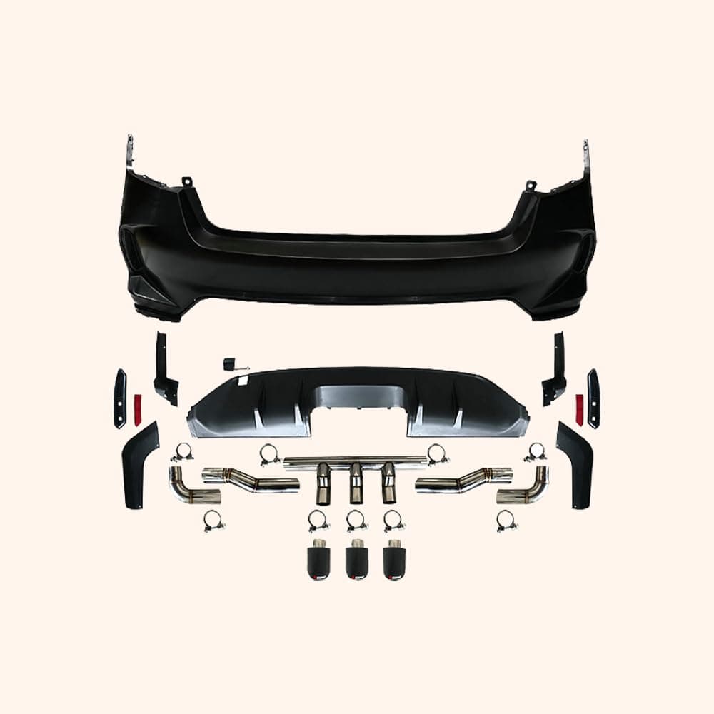 Kazento For Honda 11th Civic FE1 Sedan 22-24 PP TypeR Style Rear Bumper Middle Exhaust Kazento Carbon Parts 车身侧板 FE1-RB-MID-TR-PP