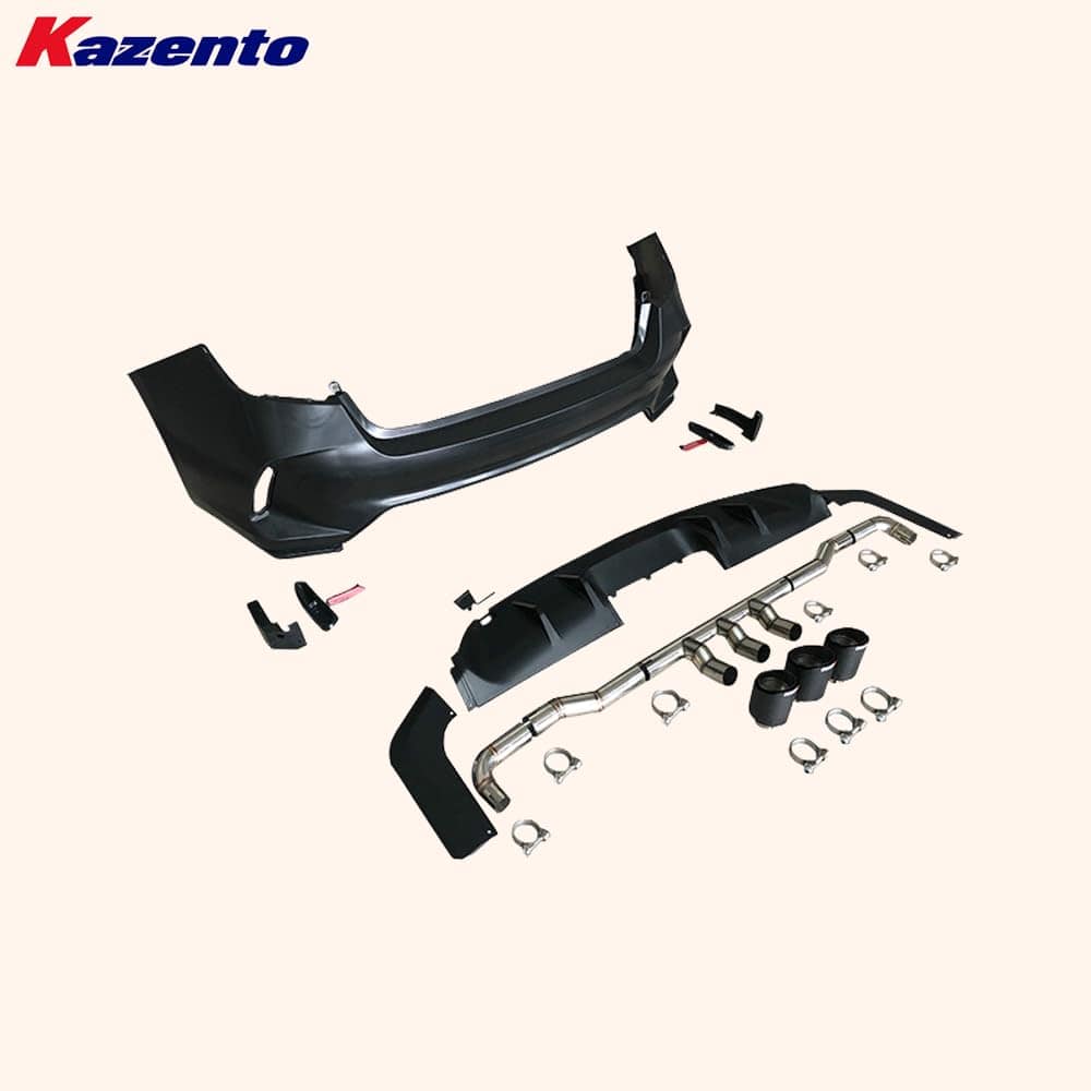 Kazento For Honda 11th Civic FE1 Sedan 22-24 PP TypeR Style Rear Bumper Middle Exhaust Kazento Carbon Parts 车身侧板 FE1-RB-MID-TR-PP