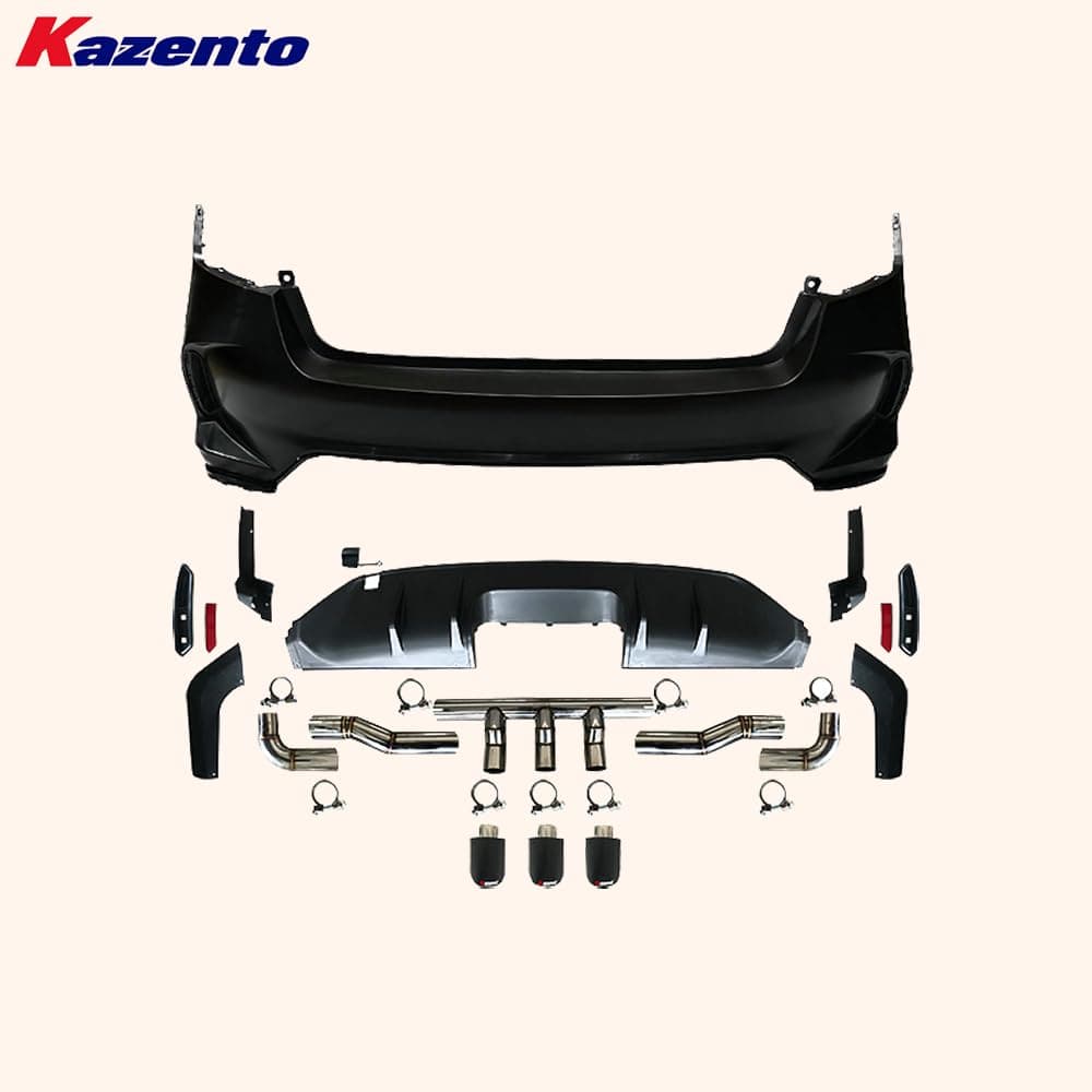 Kazento For Honda 11th Civic FE1 Sedan 22-24 PP TypeR Style Rear Bumper Middle Exhaust Kazento Carbon Parts 车身侧板 FE1-RB-MID-TR-PP