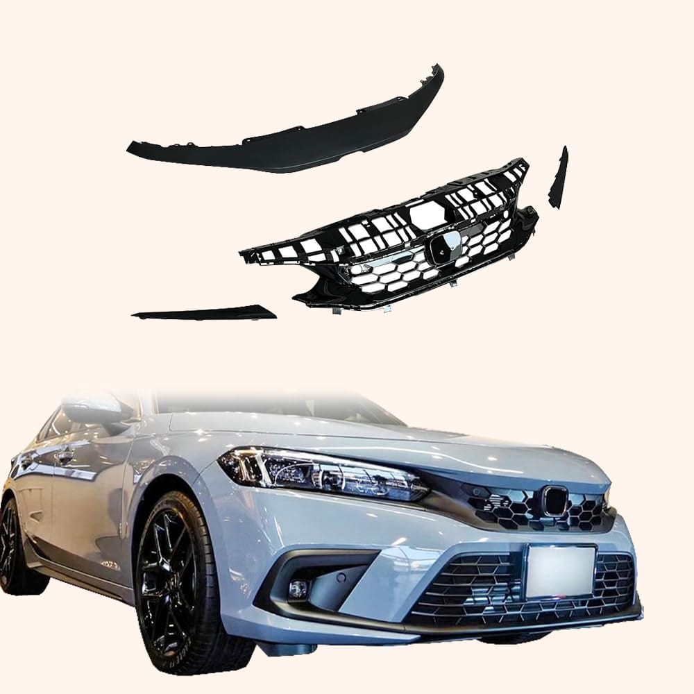 Kazento For Honda Civic FE1 Sedan 2022-24 ABS Front Center Grille Replace Kazento Carbon Parts 车身侧板 SI Style FE1-FG-TRSI-ABS-BK