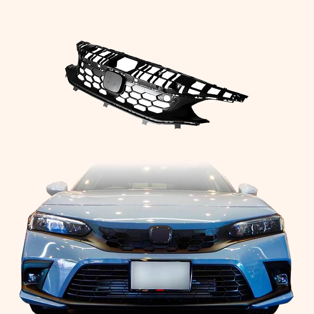 Kazento For Honda Civic FL1 22-24 Glossy Black Front Center Grille Replace Kazento Carbon Parts 车身侧板 SI Style FL1-FG-TRSI-ABS-BK