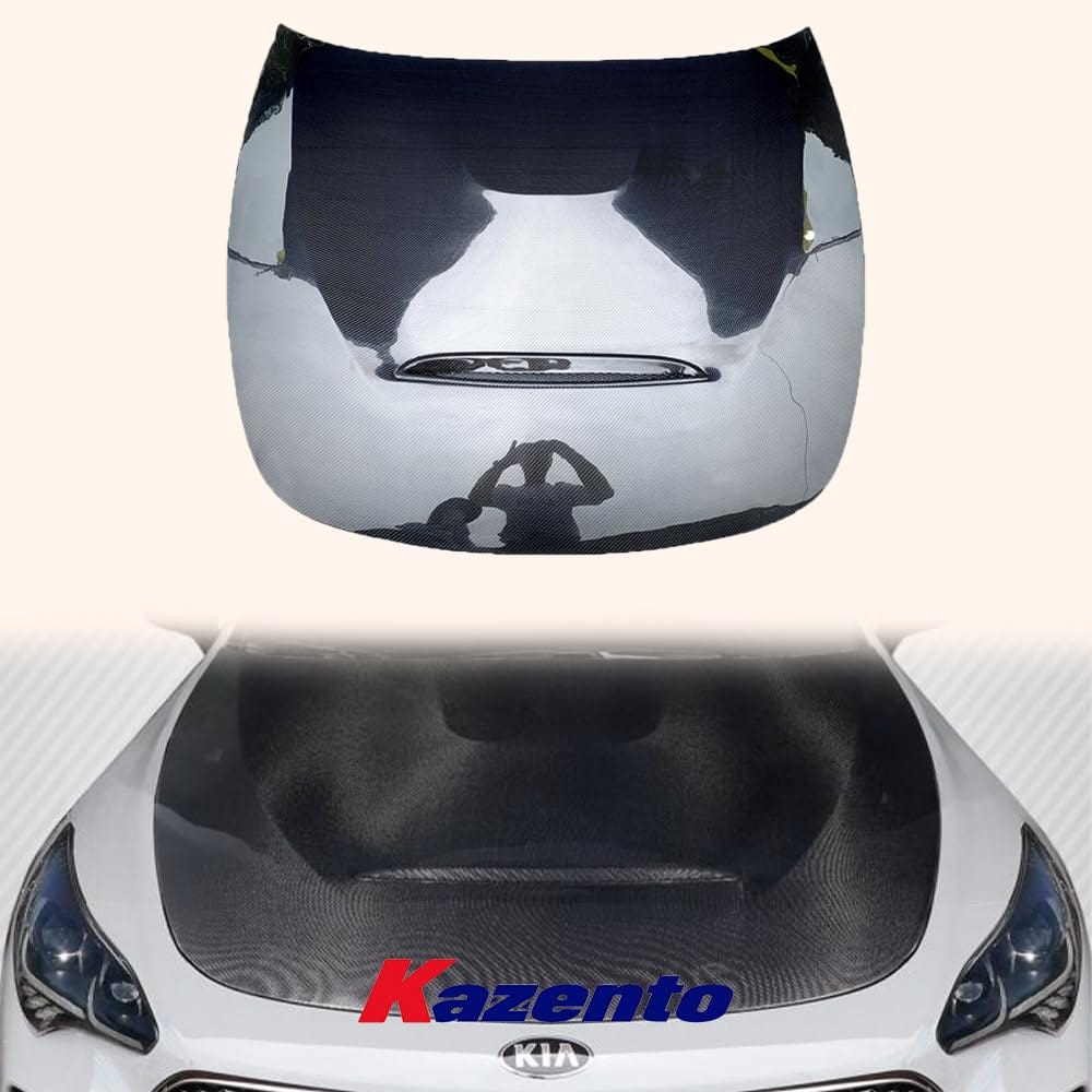 Kazento For Kia Stinger 2017-2020 GTS Style Carbon Front Bumper Vented Hood Bonnet Kazento Carbon Parts 引擎盖 STINGER-HOOD-GTS-CF