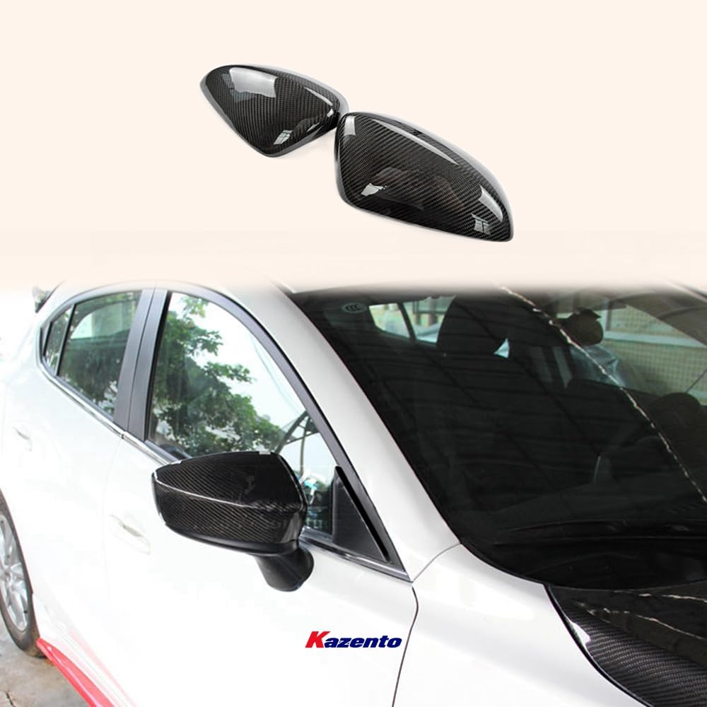 Kazento For Mazda 3 Axela Bm 2014 Side-view Mirror Cover Carbon Fiber Rearview Mirror Guard Covers Kazento Carbon Parts 车身侧板 MAZ3-MC-14-CF