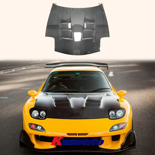 Kazento For Mazda RX-7 FD RX7 FD3S RE Style Carbon Fiber Front Vented Bumper Hood Bonnet Kazento Carbon Parts 车身侧板 FD3S-HOOD-RE-CF