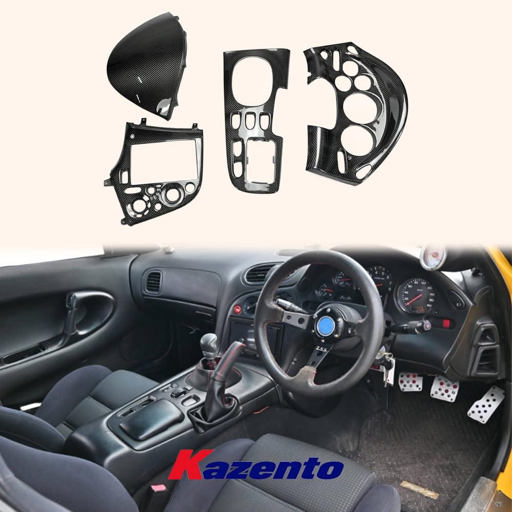 Kazento For Mazda RX7 FD3S (RHD Only) Interior Cluster Console Dash (4pcs) Carbon Fiber Kazento Carbon Parts 车身侧板 FD3S-INTER-RHD-CF