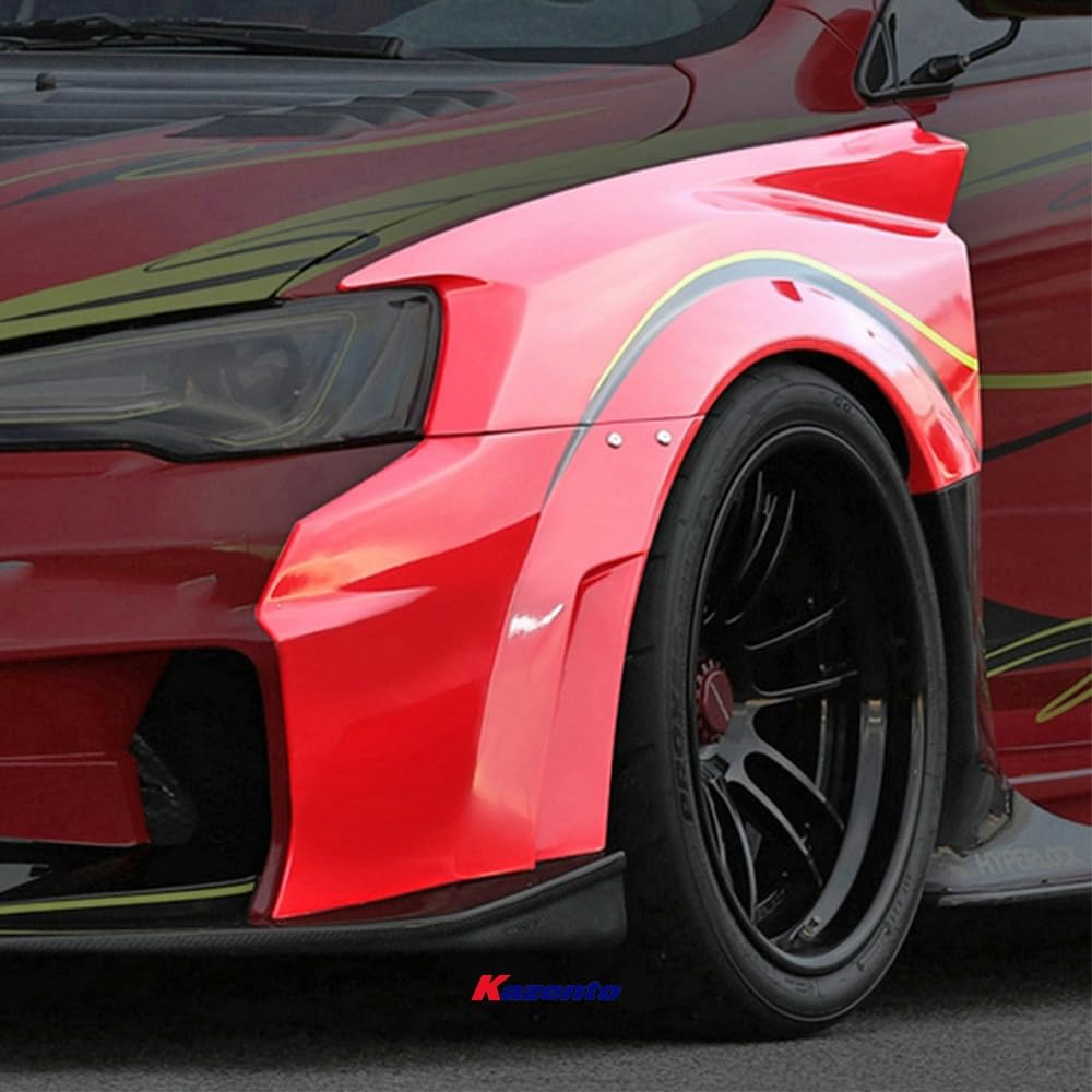 Kazento For Mitsubishi Evo 10 Vrsv2 Wide Style Style Front Fender With Add On 4Pcs Fiber Glass Kazento Carbon Parts 车身侧板 EVO10-FF-VA2-FRP