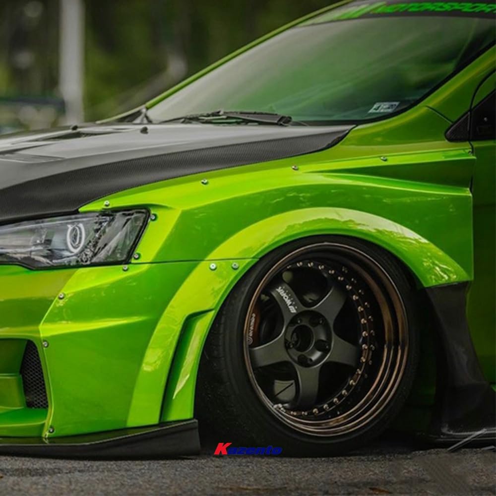 Kazento For Mitsubishi Evo 10 Vrsv2 Wide Style Style Front Fender With Add On 4Pcs Fiber Glass Kazento Carbon Parts 车身侧板 EVO10-FF-VA2-FRP