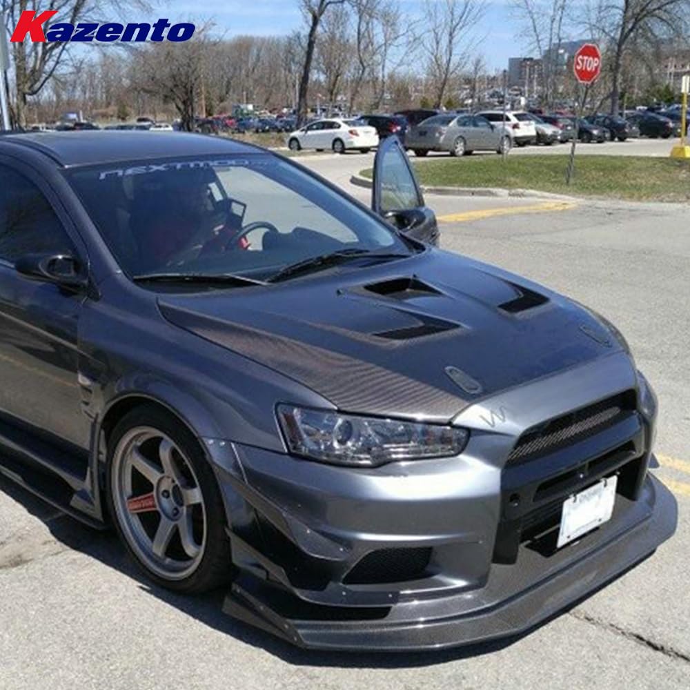 Kazento For Mitsubishi EVO 10 X 07-16 VRS Style Wide Fiberglass Unpaint FRP Front Bumper Kazento Carbon Parts 车身侧板 EVO10-FB-VA-WIDE-FRP