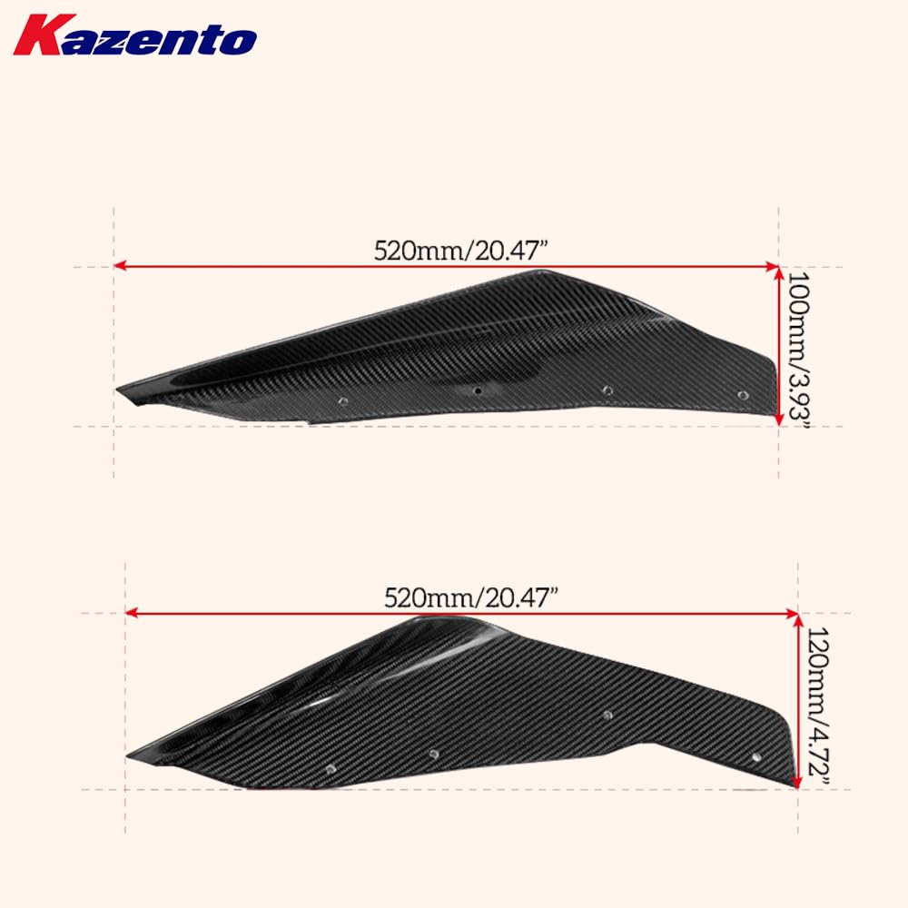 Kazento For Mitsubishi EVO 10 X 07-16 VRS (Wide Bumper Only) Front Hyper Canard Carbon Kazento Carbon Parts 车身侧板 EVO10-CANA-VA-HYP-CF