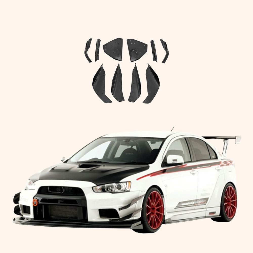 Kazento For Mitsubishi EVO 10 X 07-16 VRS (Wide Bumper Only) Front Hyper Canard Carbon Kazento Carbon Parts 车身侧板 EVO10-CANA-VA-HYP-CF