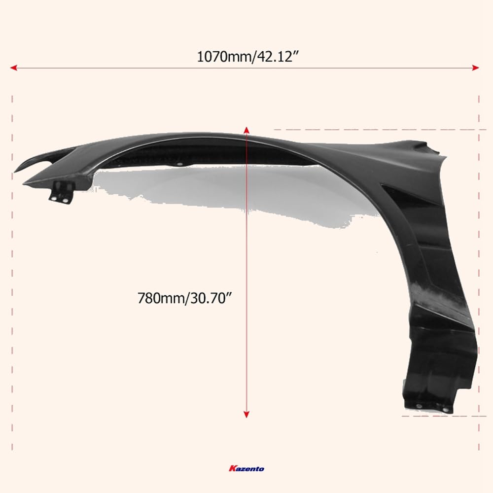 Kazento For Mitsubishi Evo 8 9 Ap Style Wide Body Front Fender +40Mm Fiber Glass Kazento Carbon Parts 车身侧板 EVO8-FF-APR-WIDE-FRP