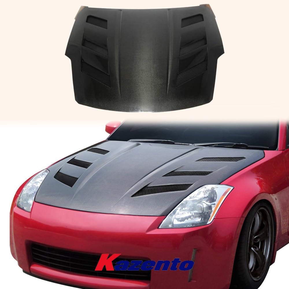 Kazento For Nissan 350Z Z33 AM Style Carbon Fiber Vented Front Bumper Hood Bonnet Kazento Carbon Parts 车身侧板 350Z-HOOD-AM-CF