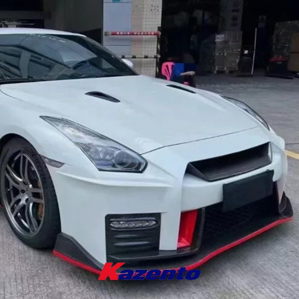 Kazento For Nissan GTR R35 (08-16 Only) NIS Partial Carbon Ver2 Front Bumper With Lip Kazento Carbon Parts 车身侧板 R35-FB-NIS-VER2-P30