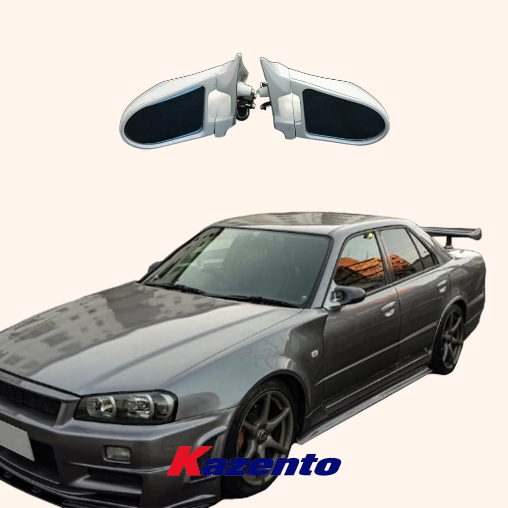Kazento For Nissan HR34 Skyline Sedan (4D RHD only) Fiberglass Unpaint Aero Mirror Model Kazento Carbon Parts 车身侧板 R344D-MC-TI-GND-R-FRP