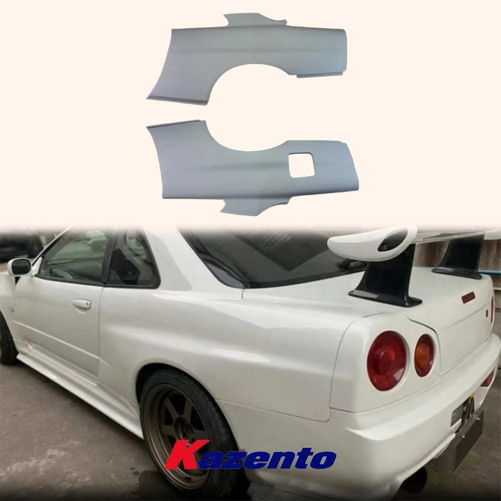 Kazento For Nissan Skyline R34 (GTR only) OE Style Fiberglass FRP Unpaint Rear Fender Kazento Carbon Parts 车身侧板 R34-RF-OE-GTR-FRP