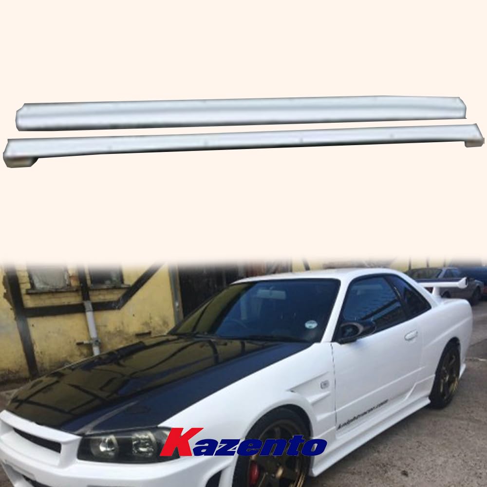 Kazento For Nissan Skyline R34 (GTT Only) ESB Style FRP Unpaint Side Skirt Extension Kazento Carbon Parts 车身侧板 R34-SSX-ESB-GTT-FRP