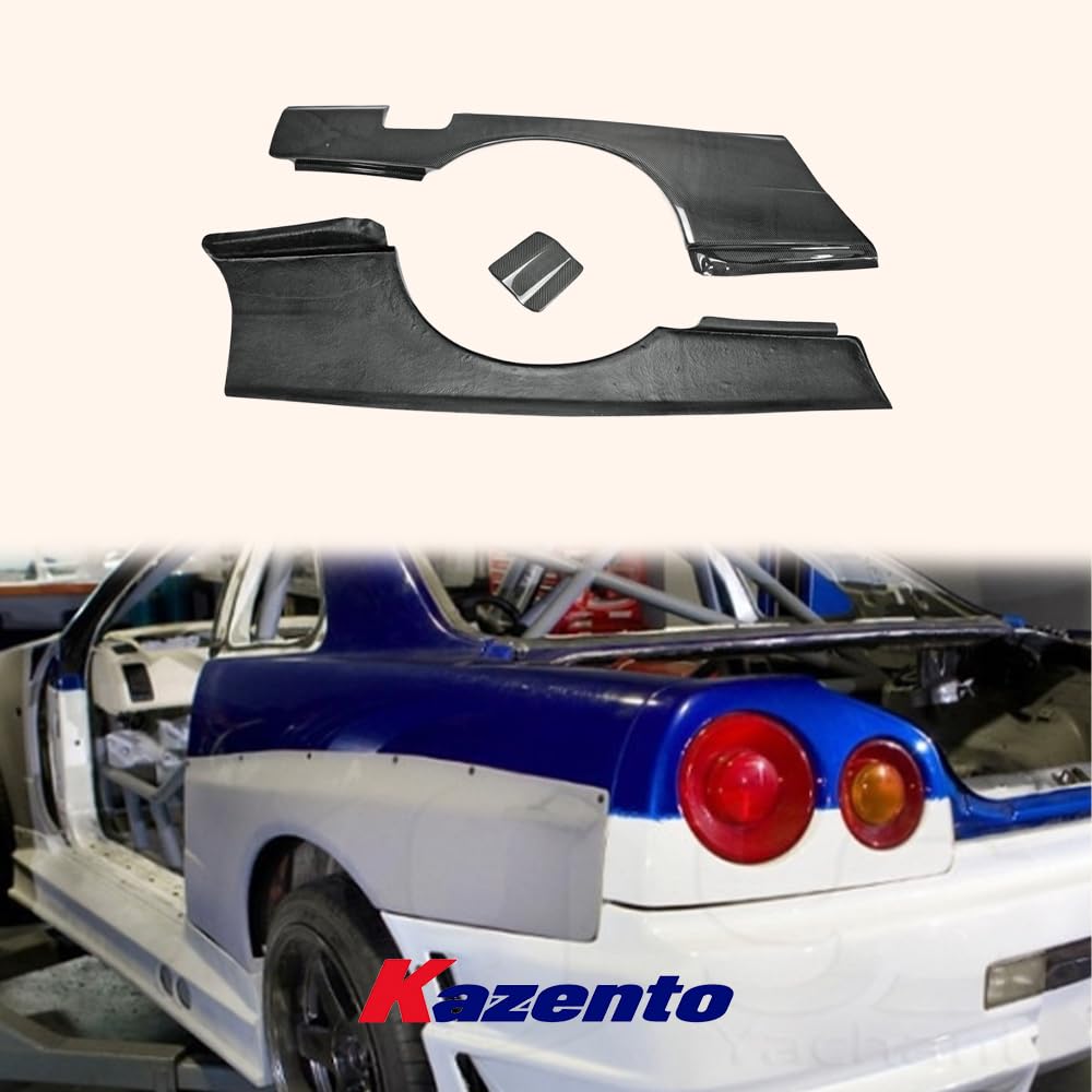 Kazento For Nissan Skyline R34 (GTT Only) GTR-STYLE Carbon Fiber Rear Wider Fender Pair Kazento Carbon Parts 车身侧板 R34-RF-GTT-CF