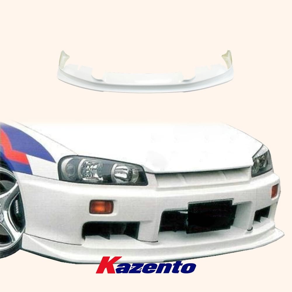 Kazento For Nissan Skyline R34 (GTT only) HSM Type Fiberglass Unpaint Front Bumper Lip Kazento Carbon Parts 车身侧板 R34-FL-HSM-FRP