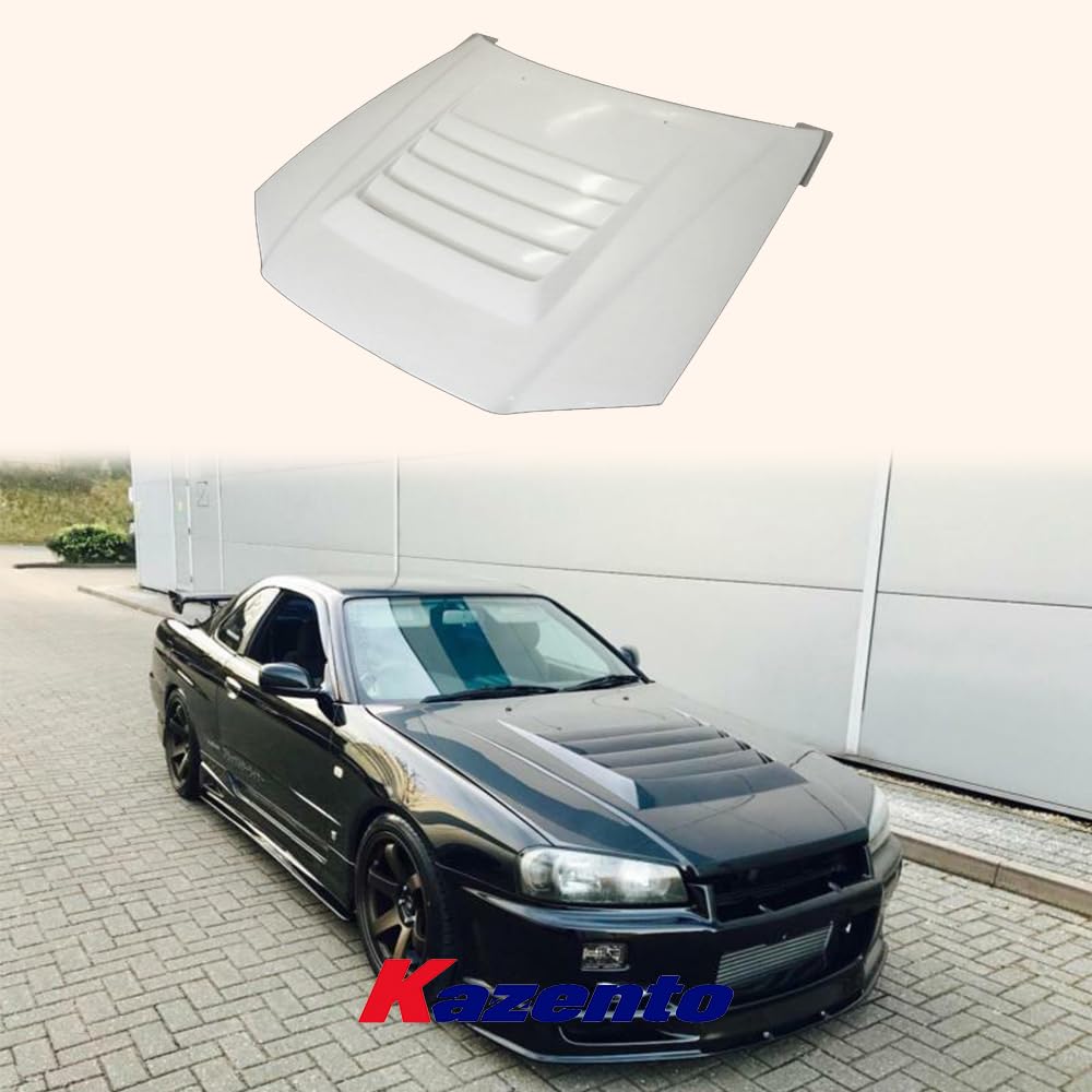 Kazento For Nissan Skyline R34 GTT Only NIS Style FRP Unpaint Hood Bonnet Body Kit Kazento Carbon Parts 车身侧板 R34-HOOD-NIS-GTT-FRP