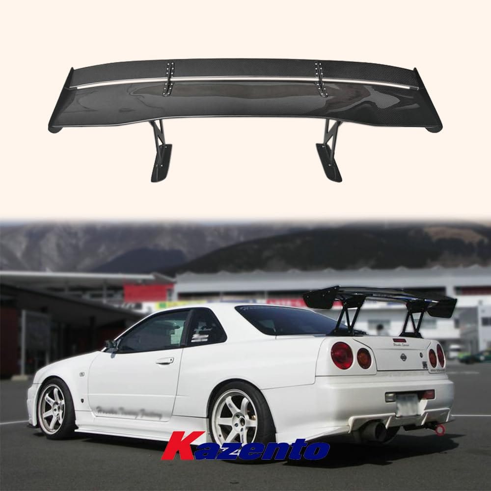 Kazento For Skyline R34 GTR GTT For Nissan VC Style GT Rear Trunk Spoiler Wing Kazento Carbon Parts 车身侧板