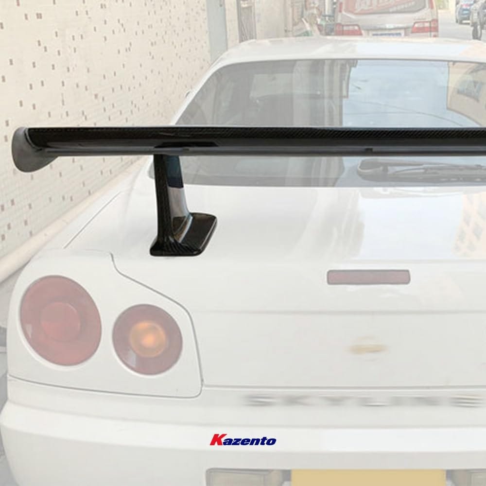 Kazento For Skyline R34 GTR OE Spoiler with JUN High Leg Partial Carbon(blade+caps+legs) Kazento Carbon Parts 车身侧板 R34-RS-OE-LEG-PCF2