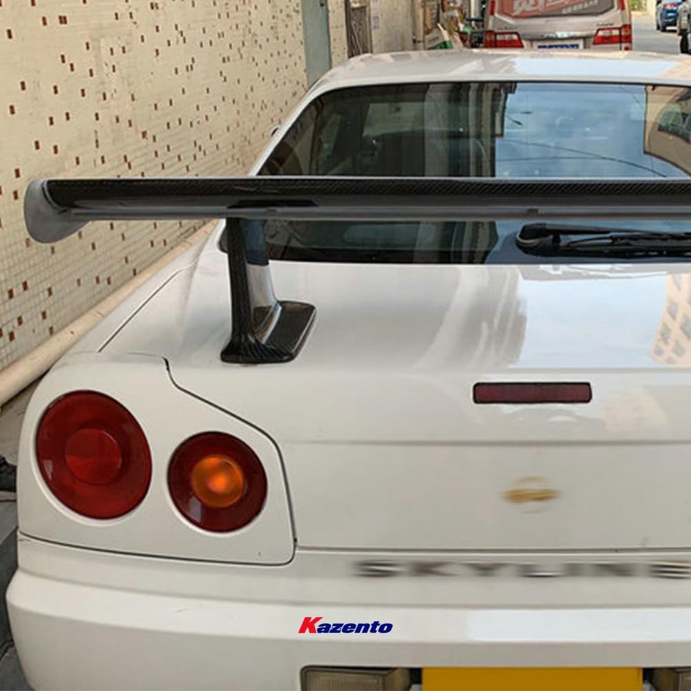 Kazento For Skyline R34 GTR OE Spoiler with JUN High Leg Partial Carbon(blade+caps+legs) Kazento Carbon Parts 车身侧板 R34-RS-OE-LEG-PCF2
