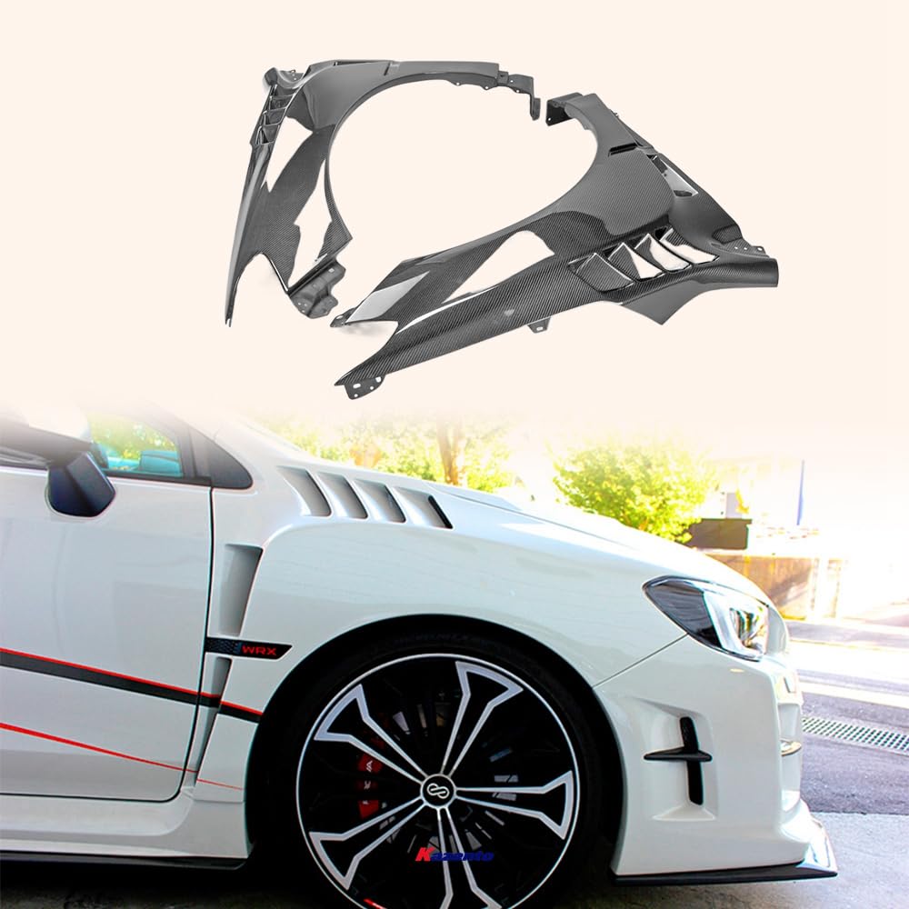 Kazento For Subaru Impreza 14-18 WRX VAB VAF STI DAM Style Honeycomb Carbon Front Over Fender +8mm
