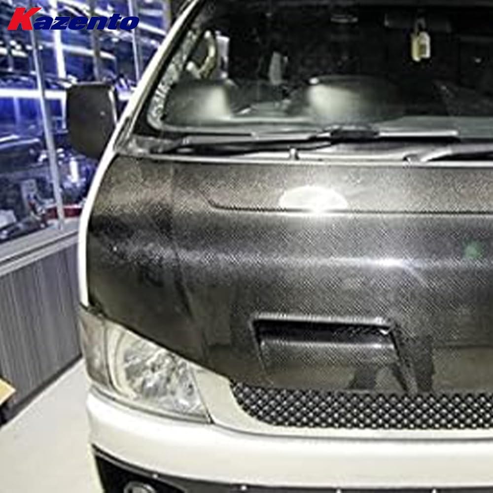 Kazento For Toyota Commuter 2010 Hiace H200 KZ Style Carbon Fiber Vented Hood Bonnet Kazento Carbon Parts 车身侧板 HIACE-HOOD-CF
