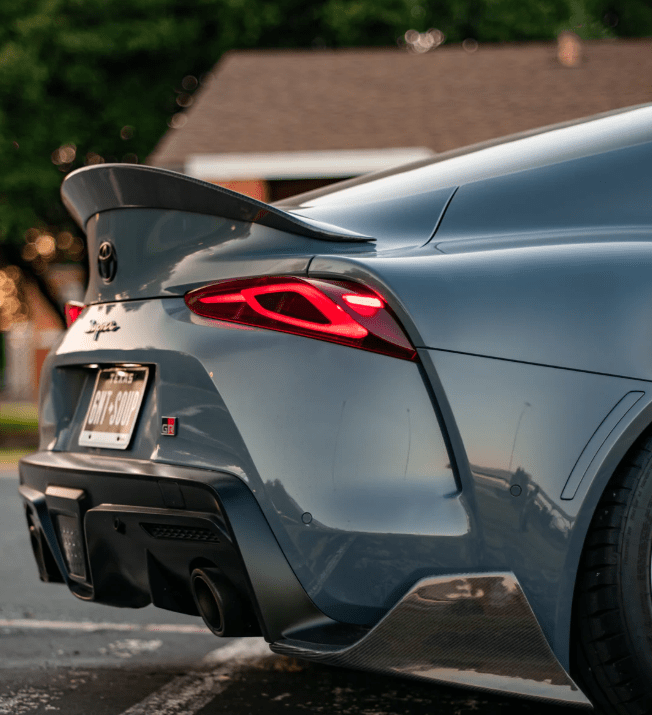 Kazento For TOYOTA Supra A90 2019-2022 Carbon Fiber KZ Style Rear Bumper Spat Splitter Kazento Carbon Parts 车身侧板 Carbon Fiber A90-SPAT-AIM-CF
