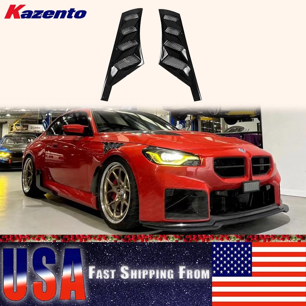 Kazento USA Shipping For BMW (G87 M2 2023+ Only) AP Style Carbon Front Fender Vents Ducts Cut +Add On Kazento Carbon Parts 车身侧板 (M2G87-FV-AP-CF)