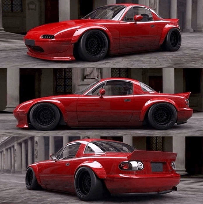 MX5 Miata NA Roadster R Bunny Wide-body Rear Spoiler 1989-1997 Kazento Carbon Parts 车身侧板