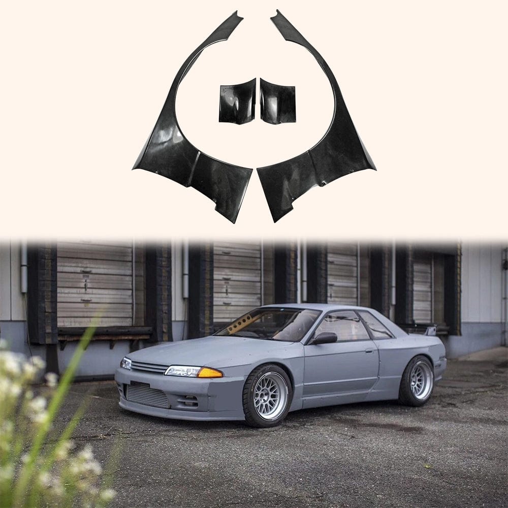 Skyline R32 GTR RB Style Front Fender+Extension (4PCs) Wide Body Kazento Carbon Parts 车身侧板