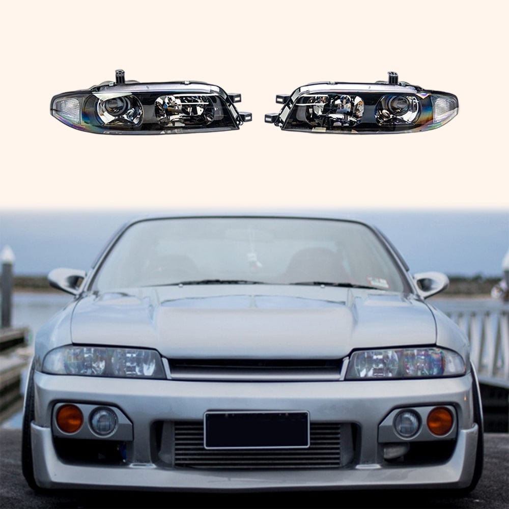 Skyline R33 GTS GTST Black OE ABS Projector Headlight LED 2Pcs Kazento Carbon Parts ABS + Light LED R33GTS-LIGHT-OE-ABS
