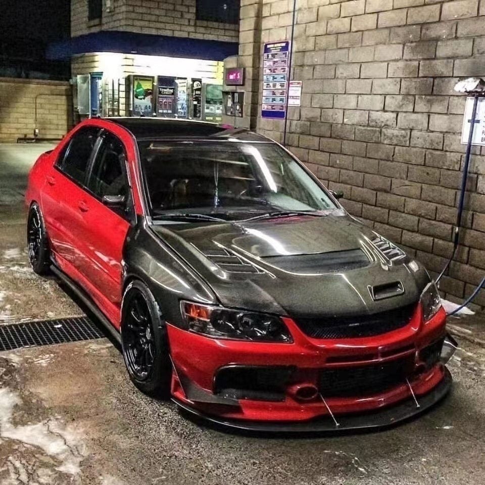 01-07 Mitsubishi Evolution EVO 7 8 9 Carbon Front Cooling Hood Kazento Carbon Parts Bonnets/Hoods Carbon Fiber EVO789-HOOD-KZ-CF