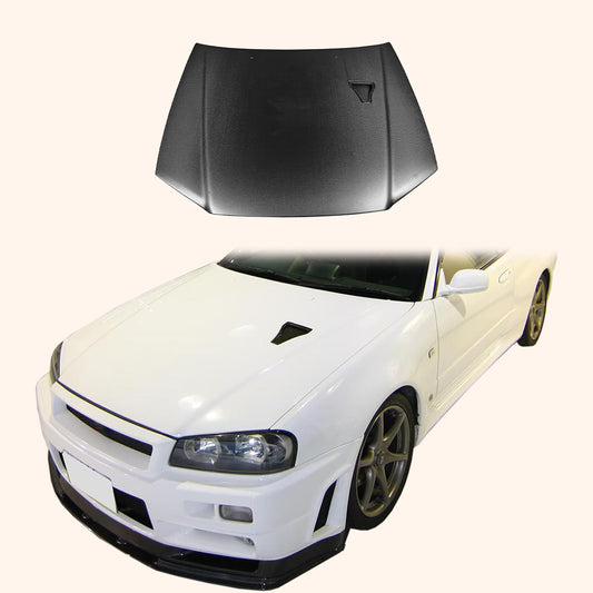 Nissan Skyline R34 GTR Double Matte Carbon TS Style Front Vent Hood