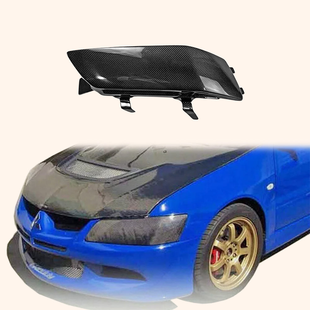 Kazento For Evolution Evo 7 8 9 For Mitsubishi Headlight Block Out Lhd Passenger Side Carbon Fiber Front Head Light Lamp Cover - Kazento Carbon Parts