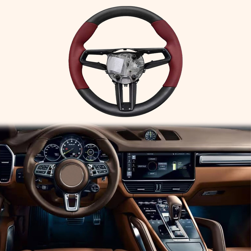 For Porsche 911 Cayenne 718 2020-23 Carbon D Style Steering Wheel Replacement - Kazento Carbon Parts