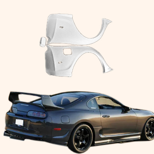 For Toyota 93-98 Supra MK4 JZA80 Ridox Fiberglass Unpaint Rear Fenders Pair - Kazento Carbon Parts