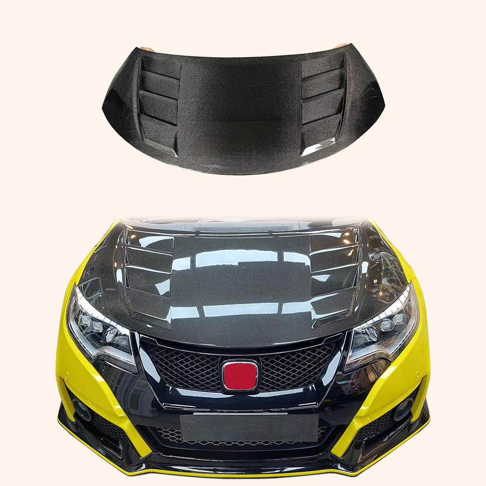 Honda Civic Type-R FK2 15-17 Double Side Carbon Front Vented Hood