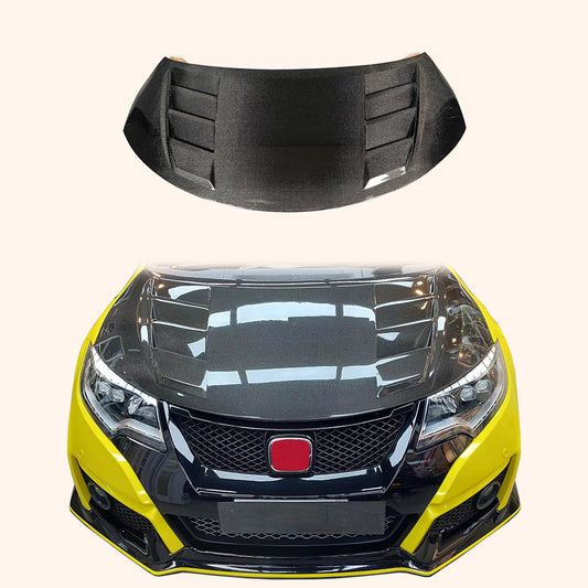 Honda Civic Type-R FK2 15-17 Double Side Carbon Front Vented Hood
