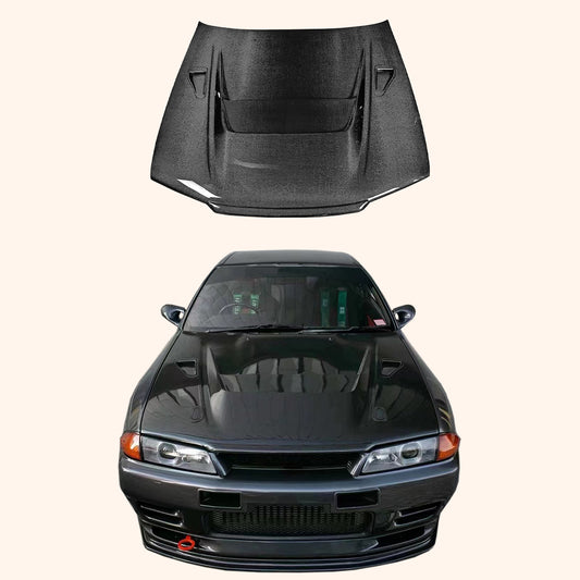 Nissan Skyline R32 GTR Only 89-94 Carbon D Style Front Vented Hood