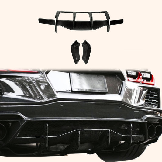 Chevrolet Corvette C8 20-24 Carbon Rear Bumper Diffuser Lip 3pcs