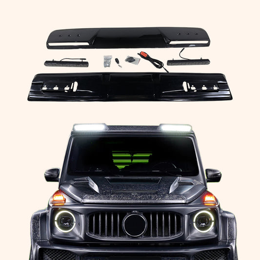 For Mercedes Benz W464 G-Class G500 G63 19-23 Carbon Front Roof Spoiler W/LED - Kazento Carbon Parts