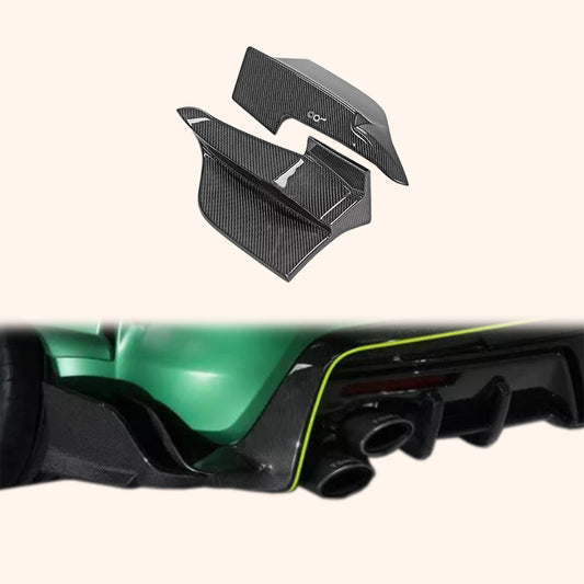 For Toyota 19+ Supra A90 TMS Type Carbon Fiber Rear Under Diffuser Side Canards - Kazento Carbon Parts